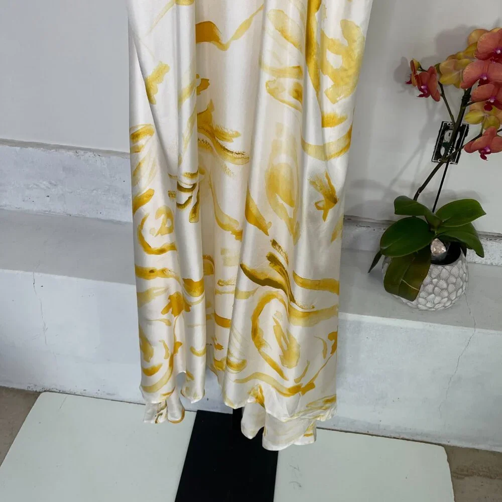NWT Cult Gaia Womens Yellow Multicolor Chelsea Floral Silk Midi Dress Size M - Picture 7 of 14